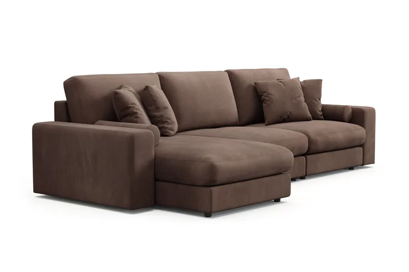 Arken Lyx 5-sits Vändbar L-formad Djup Divansoffa i Manchester - Brun - Möbler - Vardagsrum - Soffor - Divansoffa & schäslong