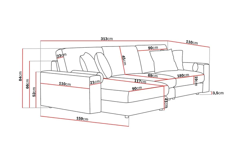 Arken Lyx 5-sits Vändbar L-formad Djup Divansoffa i Manchester - Brun - Möbler - Vardagsrum - Soffor - Divansoffa & schäslong
