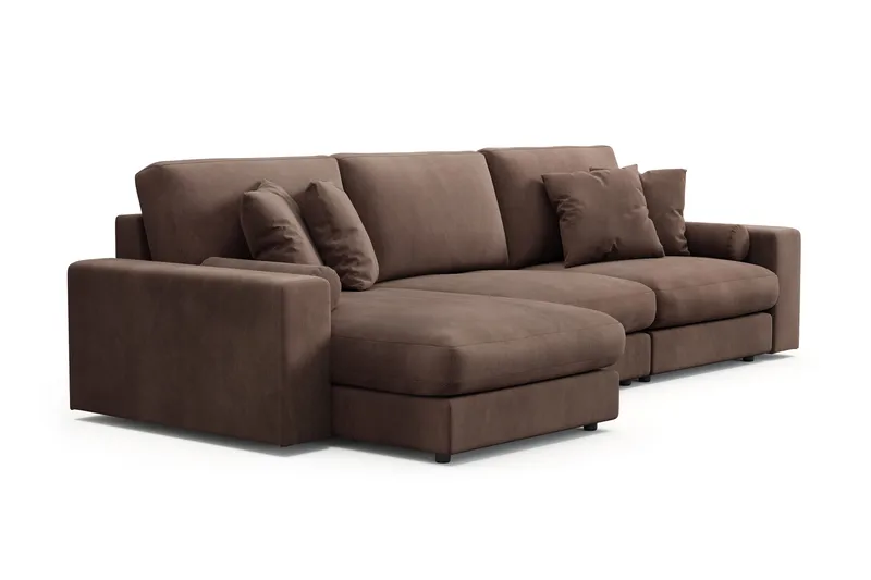Arken Lyx 5-sits Vändbar L-formad Djup Divansoffa i Manchester - Brun - Möbler - Vardagsrum - Soffor - Divansoffa & schäslong