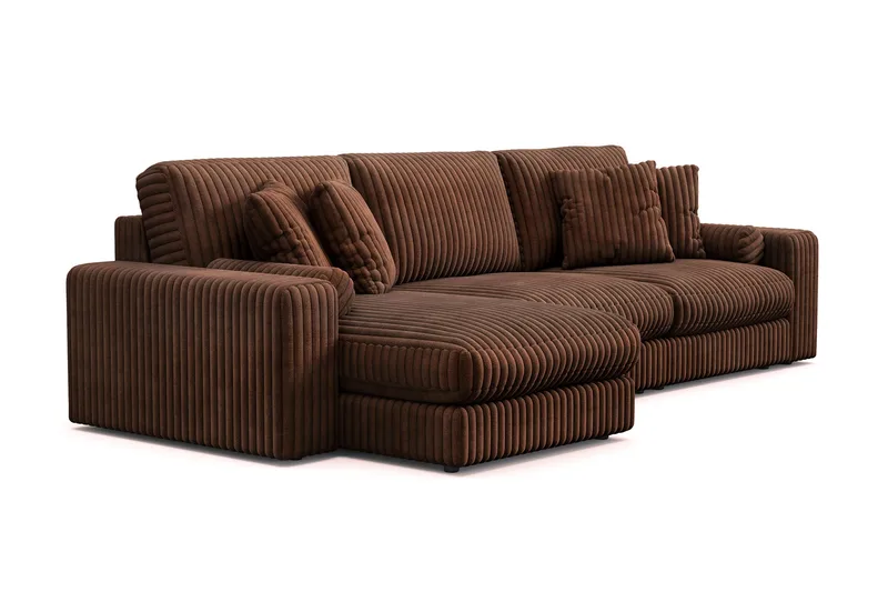 Arken Lyx 5-sits Vändbar L-formad Djup Divansoffa i Manchester - Mörkbrun - Möbler - Vardagsrum - Soffor - Divansoffa & schäslong