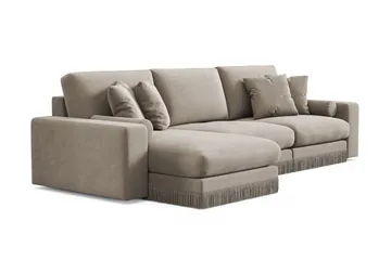Arken Lyx 5-sits Vändbar L-formad Djup Divansoffa i Sammet - Beige - Möbler - Vardagsrum - Soffor - Divansoffa & schäslong