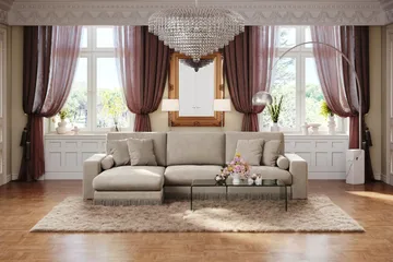 Arken Lyx 5-sits Vändbar L-formad Djup Divansoffa i Sammet - Beige - Möbler - Vardagsrum - Soffor - Divansoffa & schäslong