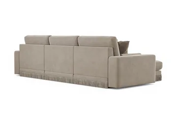 Arken Lyx 5-sits Vändbar L-formad Djup Divansoffa i Sammet - Beige - Möbler - Vardagsrum - Soffor - Divansoffa & schäslong