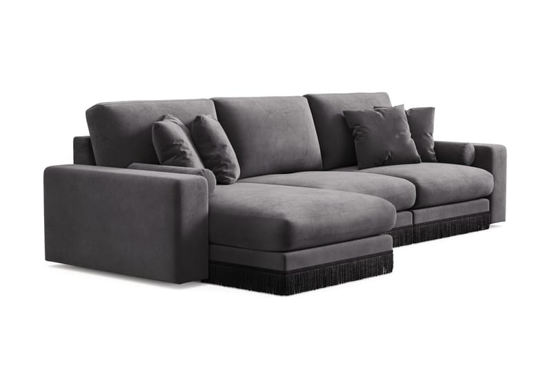 Arken Lyx 5-sits Vändbar L-formad Djup Divansoffa i Sammet - Mörkgrå - Möbler - Vardagsrum - Soffor - Divansoffa & schäslong