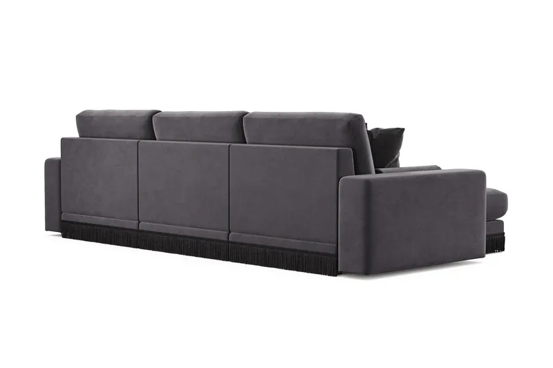 Arken Lyx 5-sits Vändbar L-formad Djup Divansoffa i Sammet - Mörkgrå - Möbler - Vardagsrum - Soffor - Divansoffa & schäslong