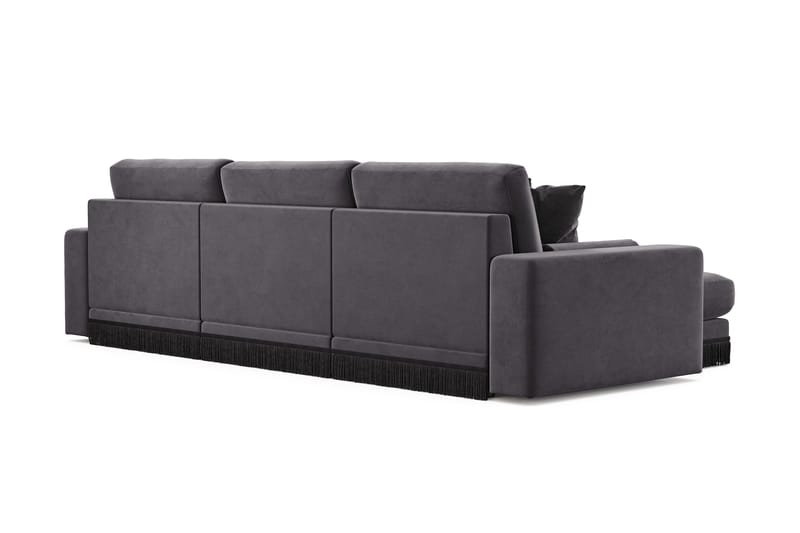 Arken Lyx 5-sits Vändbar L-formad Djup Divansoffa i Sammet - Mörkgrå - Möbler - Vardagsrum - Soffor - Divansoffa & schäslong