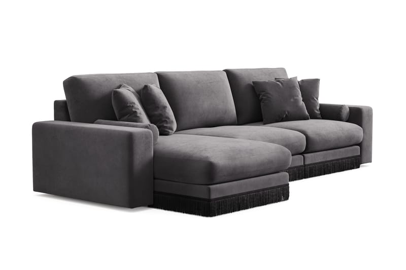 Arken Lyx 5-sits Vändbar L-formad Djup Divansoffa i Sammet - Mörkgrå - Möbler - Vardagsrum - Soffor - Divansoffa & schäslong
