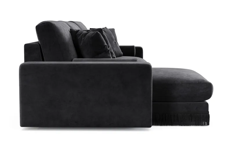 Arken Lyx 5-sits Vändbar L-formad Djup Divansoffa i Sammet - Svart - Möbler - Vardagsrum - Soffor - Divansoffa & schäslong