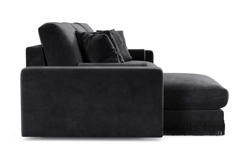 Arken Lyx 5-sits Vändbar L-formad Djup Divansoffa i Sammet - Svart - Möbler - Vardagsrum - Soffor - Divansoffa & schäslong