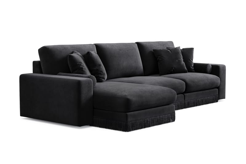 Arken Lyx 5-sits Vändbar L-formad Djup Divansoffa i Sammet - Svart - Möbler - Vardagsrum - Soffor - Divansoffa & schäslong