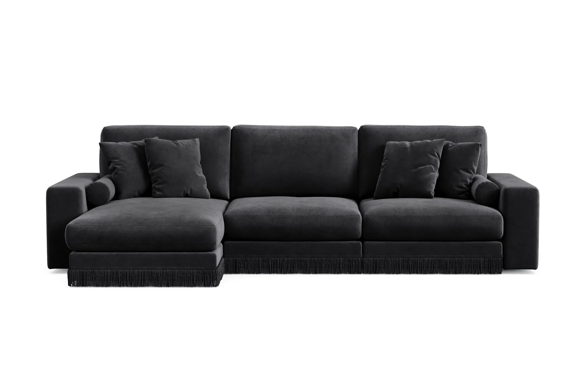 arken lyx 5-sits vändbar l-formad djup divansoffa i sammet - svart