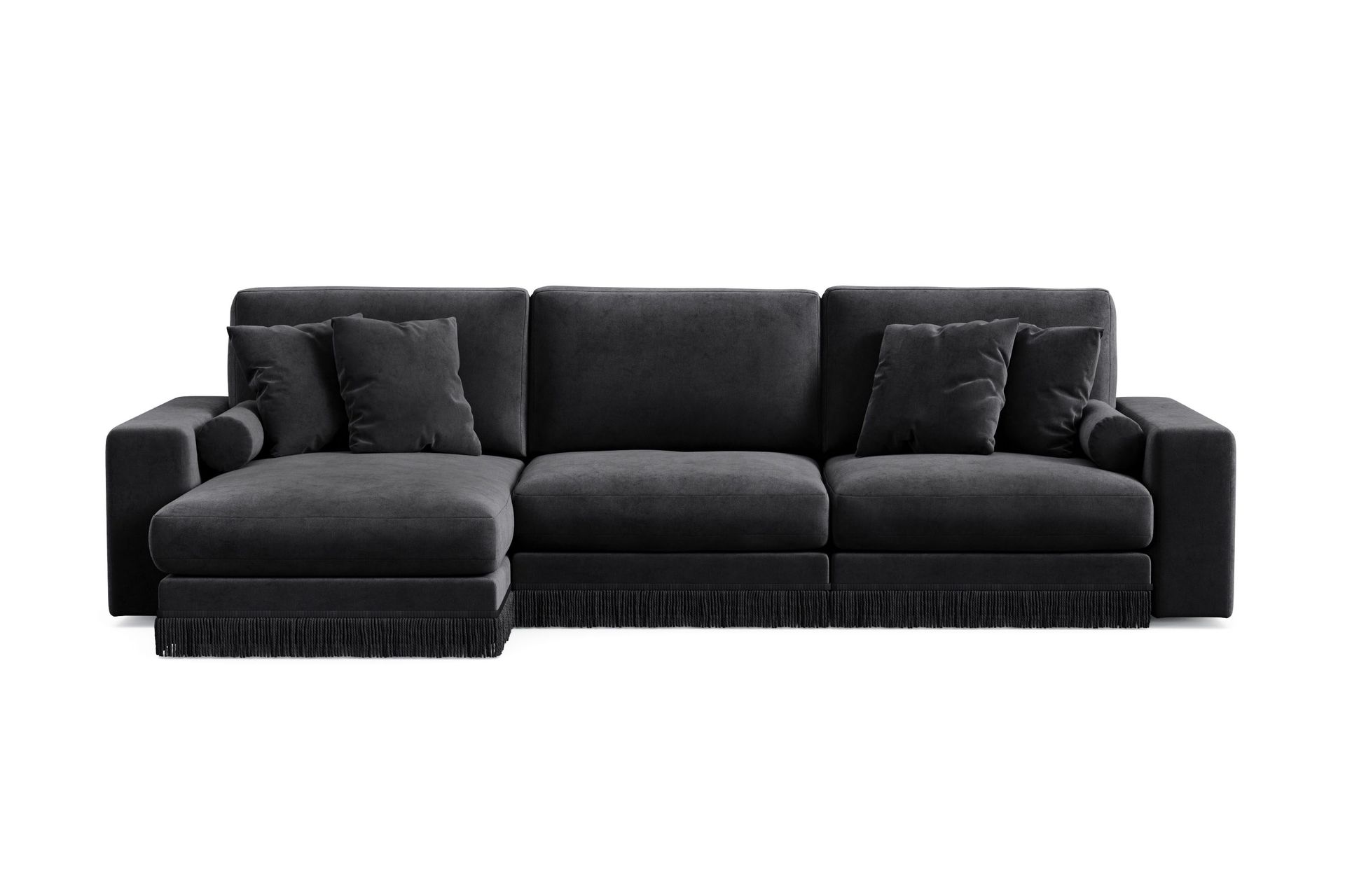 arken lyx 5-sits vändbar l-formad djup divansoffa i sammet - svart