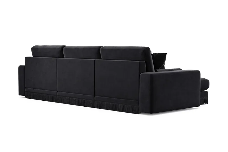 Arken Lyx 5-sits Vändbar L-formad Djup Divansoffa i Sammet - Svart - Möbler - Vardagsrum - Soffor - Divansoffa & schäslong