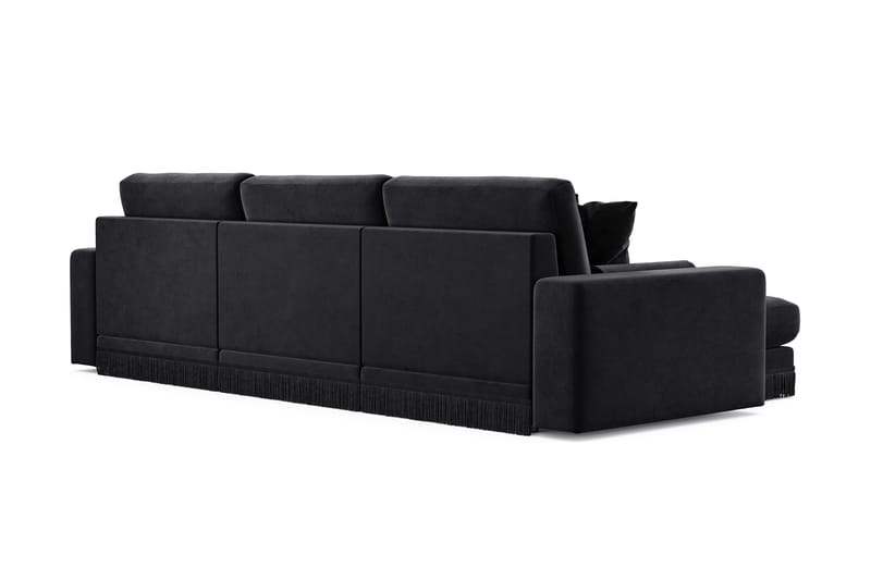 Arken Lyx 5-sits Vändbar L-formad Djup Divansoffa i Sammet - Svart - Möbler - Vardagsrum - Soffor - Divansoffa & schäslong