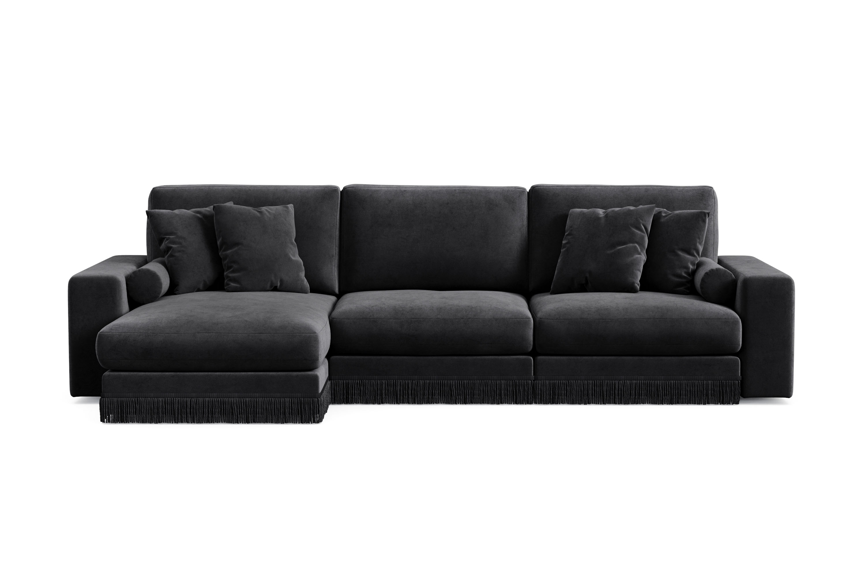 arken lyx 5-sits vändbar l-formad djup divansoffa i sammet - svart