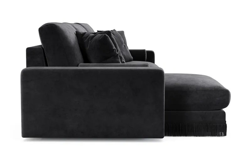 Arken Lyx 5-sits Vändbar L-formad Djup Divansoffa i Sammet - Svart - Möbler - Vardagsrum - Soffor - Divansoffa & schäslong