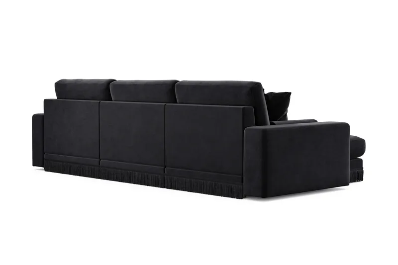 Arken Lyx 5-sits Vändbar L-formad Djup Divansoffa i Sammet - Svart - Möbler - Vardagsrum - Soffor - Divansoffa & schäslong