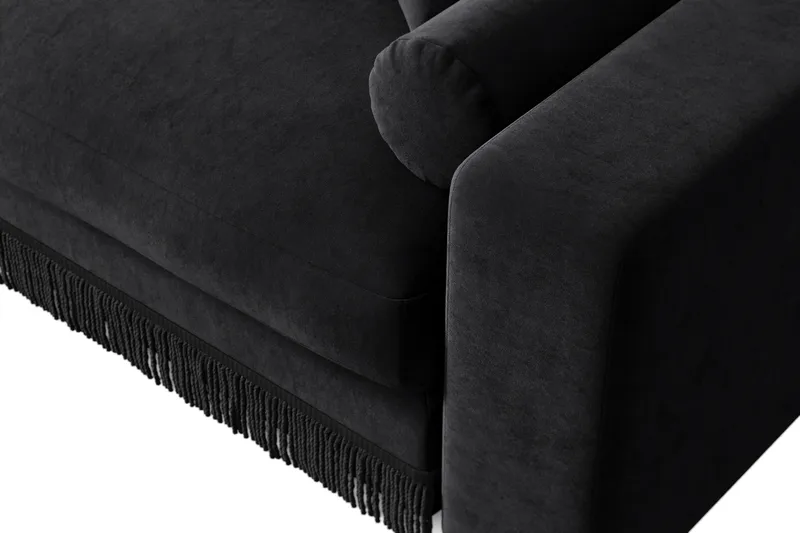 Arken Lyx 5-sits Vändbar L-formad Djup Divansoffa i Sammet - Svart - Möbler - Vardagsrum - Soffor - Divansoffa & schäslong