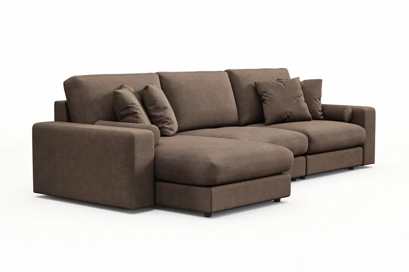 Arken Lyx 5-sits Vändbar L-formad Djup Divansoffa i Tyg - Brun - Möbler - Vardagsrum - Soffor - Divansoffa & schäslong