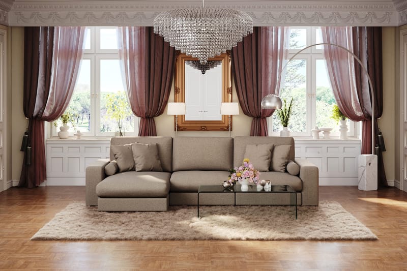 Arken Lyx 5-sits Vändbar L-formad Djup Divansoffa i Tyg - Brun - Möbler - Vardagsrum - Soffor - Divansoffa & schäslong