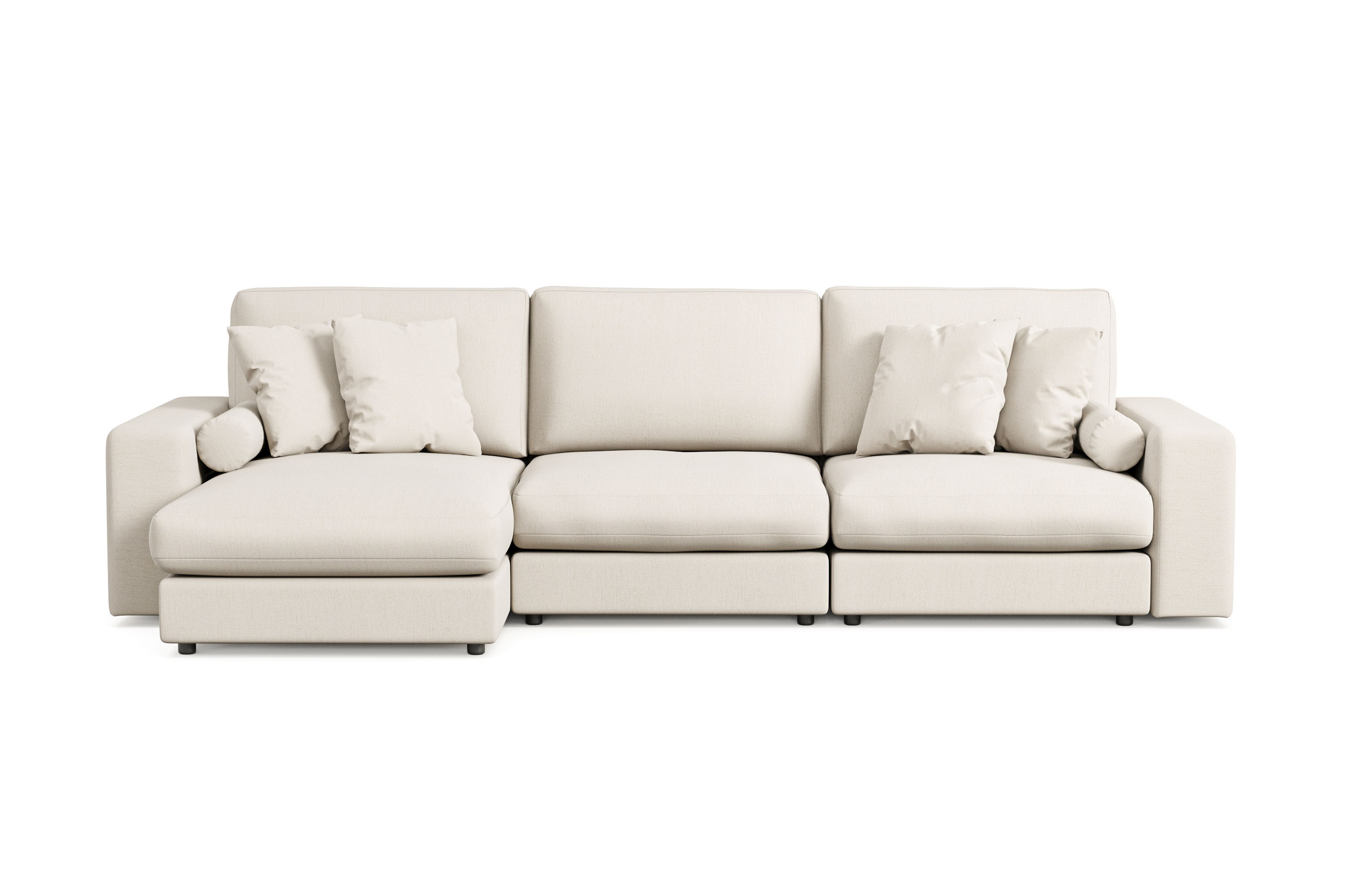 arken lyx 5-sits vändbar l-formad djup divansoffa i tyg - ljusbeige