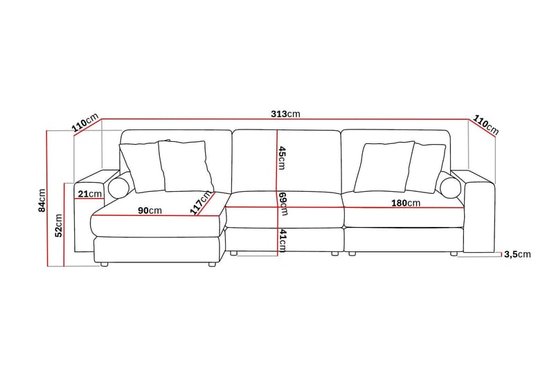 Arken Lyx 5-sits Vändbar L-formad Djup Divansoffa i Tyg - Ljusgrå - Möbler - Vardagsrum - Soffor - Divansoffa & schäslong