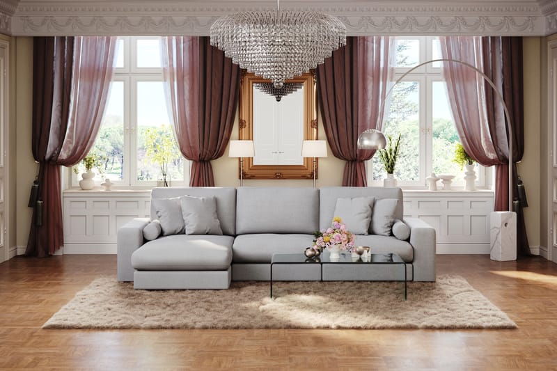 Arken Lyx 5-sits Vändbar L-formad Djup Divansoffa i Tyg - Ljusgrå - Möbler - Vardagsrum - Soffor - Divansoffa & schäslong