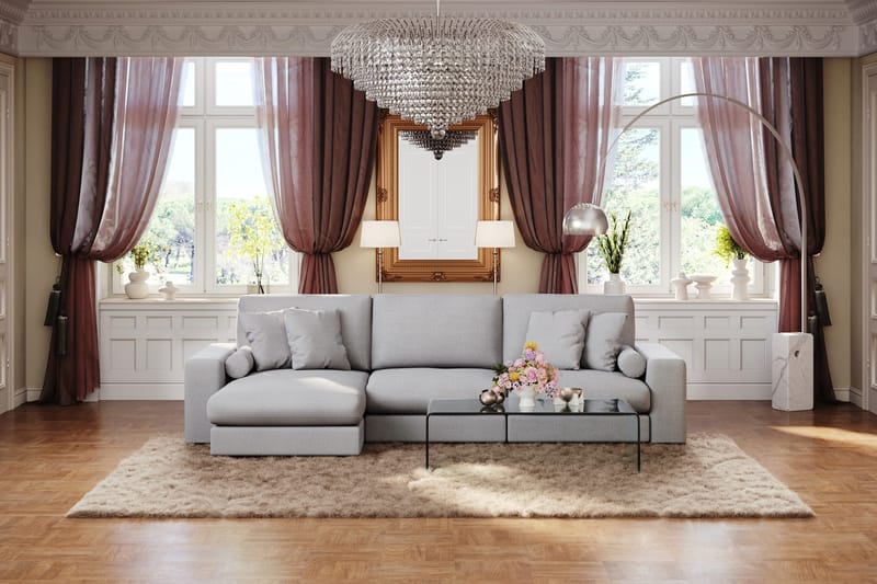 Arken Lyx 5-sits Vändbar L-formad Djup Divansoffa i Tyg - Ljusgrå - Möbler - Vardagsrum - Soffor - Divansoffa & schäslong