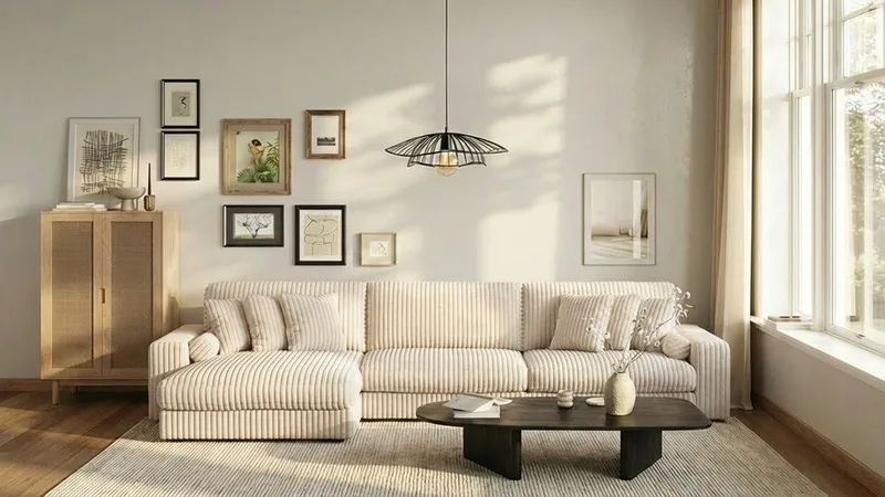 Arken Lyx 6-sits Vändbar L-formad Djup Divansoffa i Manchester - Beige - Möbler - Vardagsrum - Soffor - Divansoffa & schäslong