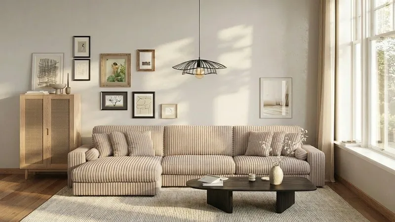 Arken Lyx 6-sits Vändbar L-formad Djup Divansoffa i Manchester - Greige - Möbler - Vardagsrum - Soffor - Divansoffa & schäslong