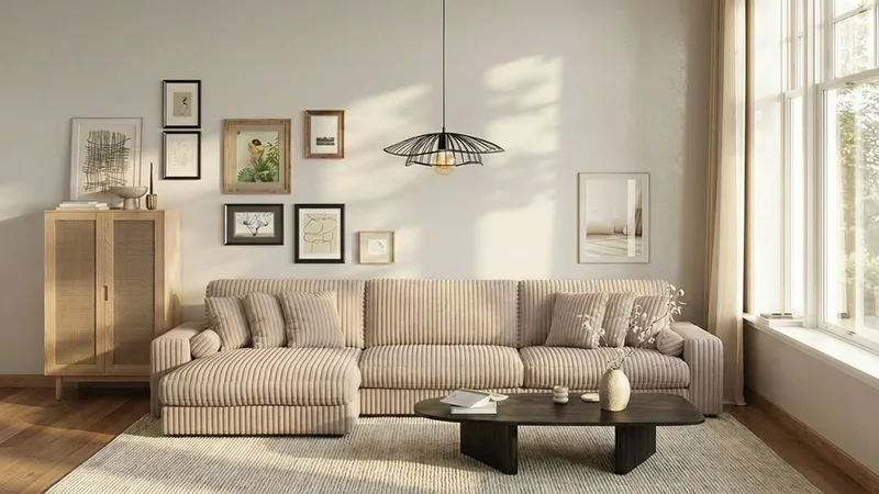 Arken Lyx 6-sits Vändbar L-formad Djup Divansoffa i Manchester - Greige - Möbler - Vardagsrum - Soffor - Divansoffa & schäslong