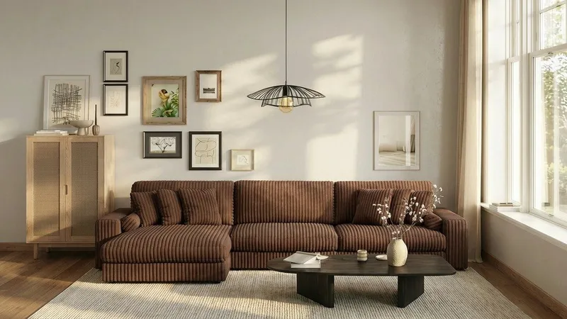 Arken Lyx 6-sits Vändbar L-formad Djup Divansoffa i Manchester - Mörkbrun - Möbler - Vardagsrum - Soffor - Divansoffa & schäslong