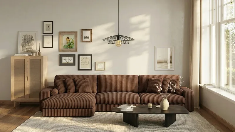 Arken Lyx 6-sits Vändbar L-formad Djup Divansoffa i Manchester - Mörkbrun - Möbler - Vardagsrum - Soffor - Divansoffa & schäslong