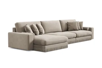 Arken Lyx 6-sits Vändbar L-formad Djup Divansoffa i Sammet - Beige - Möbler - Vardagsrum - Soffor - Divansoffa & schäslong