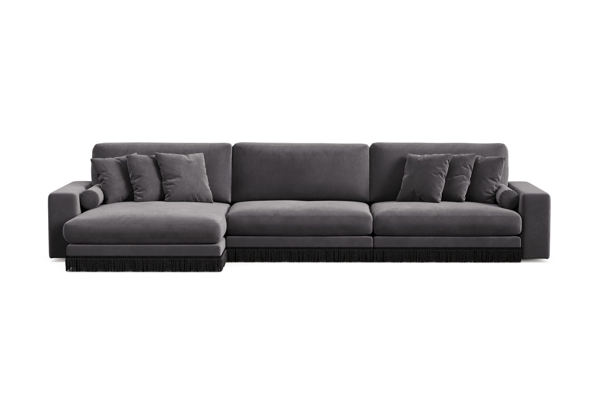 Arken Lyx 6-sits V&auml;ndbar L-formad Djup Divansoffa i Sammet - M&ouml;rkgr&aring;