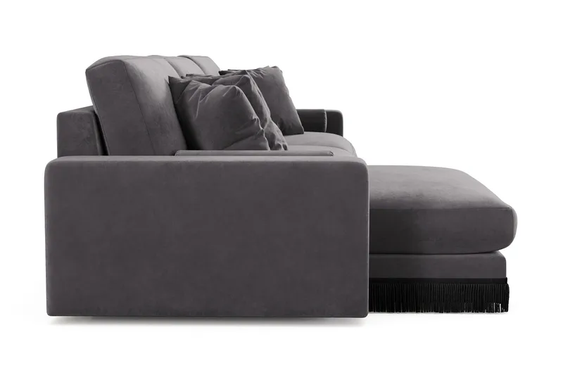 Arken Lyx 6-sits Vändbar L-formad Djup Divansoffa i Sammet - Mörkgrå - Möbler - Vardagsrum - Soffor - Divansoffa & schäslong