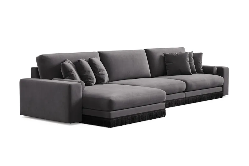 Arken Lyx 6-sits Vändbar L-formad Djup Divansoffa i Sammet - Mörkgrå - Möbler - Vardagsrum - Soffor - Divansoffa & schäslong