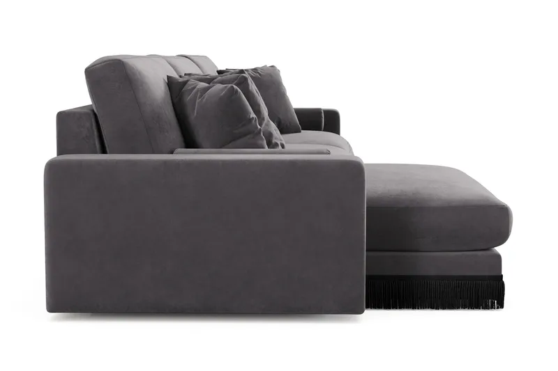 Arken Lyx 6-sits Vändbar L-formad Djup Divansoffa i Sammet - Mörkgrå - Möbler - Vardagsrum - Soffor - Divansoffa & schäslong