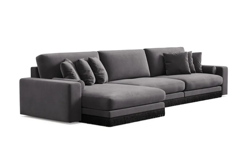Arken Lyx 6-sits Vändbar L-formad Djup Divansoffa i Sammet - Mörkgrå - Möbler - Vardagsrum - Soffor - Divansoffa & schäslong