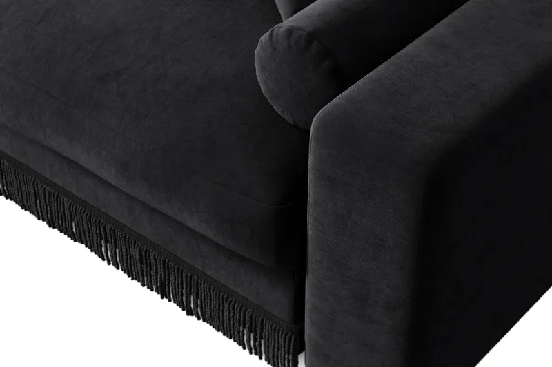 Arken Lyx 6-sits Vändbar L-formad Djup Divansoffa i Sammet - Svart - Möbler - Vardagsrum - Soffor - Divansoffa & schäslong