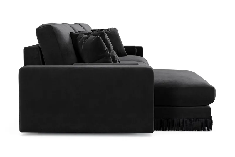 Arken Lyx 6-sits Vändbar L-formad Djup Divansoffa i Sammet - Svart - Möbler - Vardagsrum - Soffor - Divansoffa & schäslong
