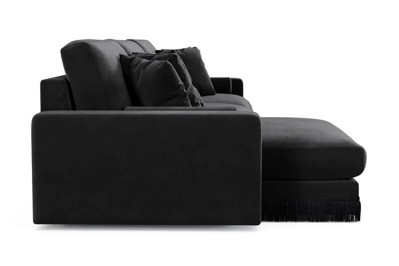 Arken Lyx 6-sits Vändbar L-formad Djup Divansoffa i Sammet - Svart - Möbler - Vardagsrum - Soffor - Divansoffa & schäslong