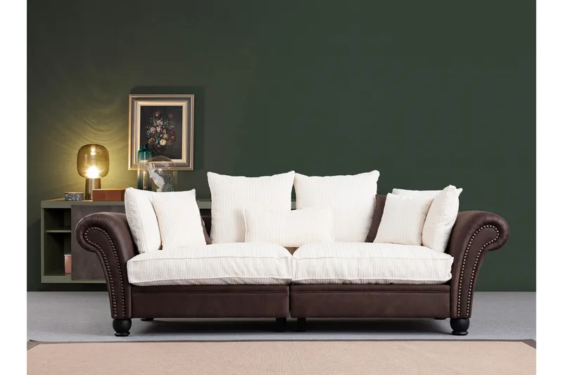 August 3-sits Soffa - Brun/Vit - Möbler - Vardagsrum - Soffor - 3-sits soffor