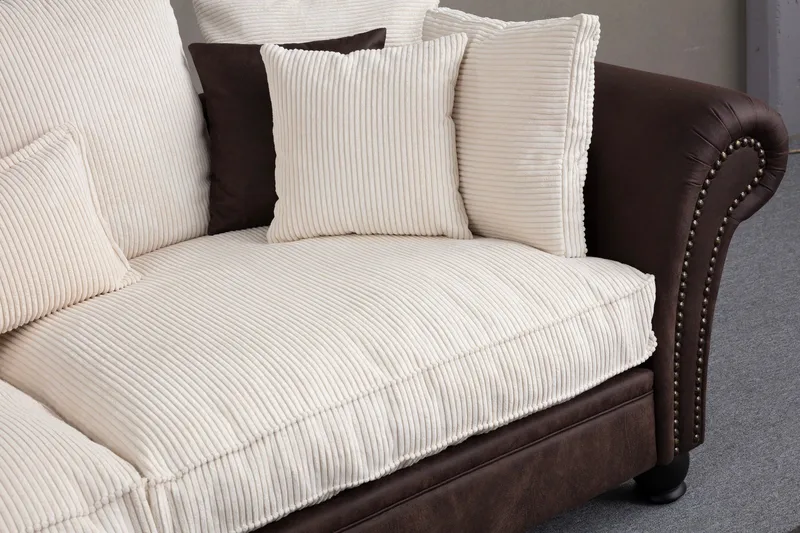 August 3-sits Soffa - Brun/Vit - Möbler - Vardagsrum - Soffor - 3-sits soffor