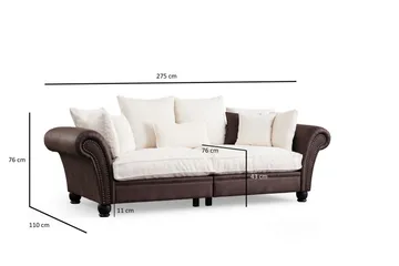 August 3-sits Soffa - Brun/Vit - Möbler - Vardagsrum - Soffor - 3-sits soffor