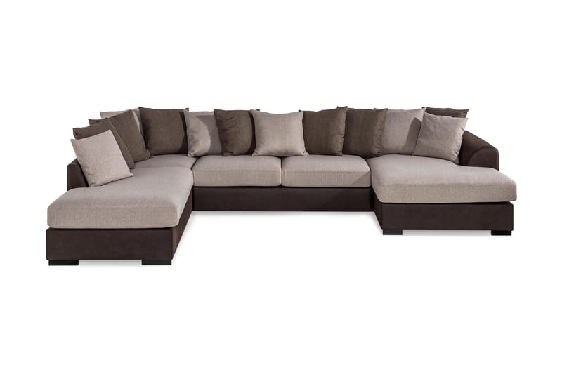 AUSTIN U-Soffa Divan Höger inkl Kuvertkuddar Brun/Beige - U-soffor