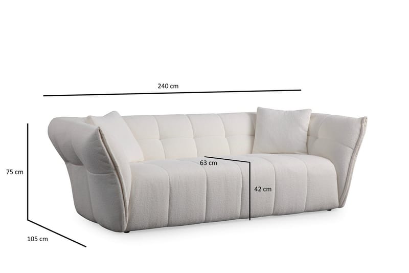Azzo 3-sits Soffa - Vit - Möbler - Vardagsrum - Soffor - 3-sits soffor