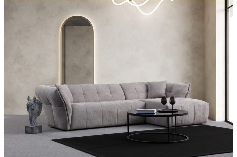 Azzo 4-sits Soffa med Divan - Ljusgrå - Möbler - Vardagsrum - Soffor - Divansoffa & schäslong