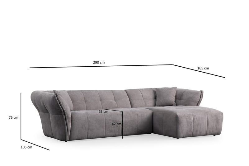 Azzo 4-sits Soffa med Divan - Ljusgrå - Möbler - Vardagsrum - Soffor - Divansoffa & schäslong