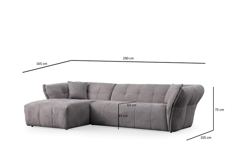 Azzo 4-sits Soffa med Divan - Ljusgrå - Möbler - Vardagsrum - Soffor - Divansoffa & schäslong